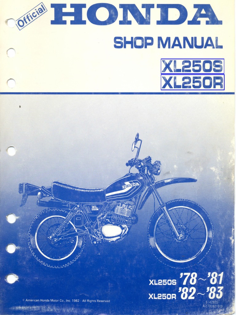 ホンダ XL250S サービスマニュアル ホンダ XL250S サービスマニュアル 正規 中古 バイク 整備書