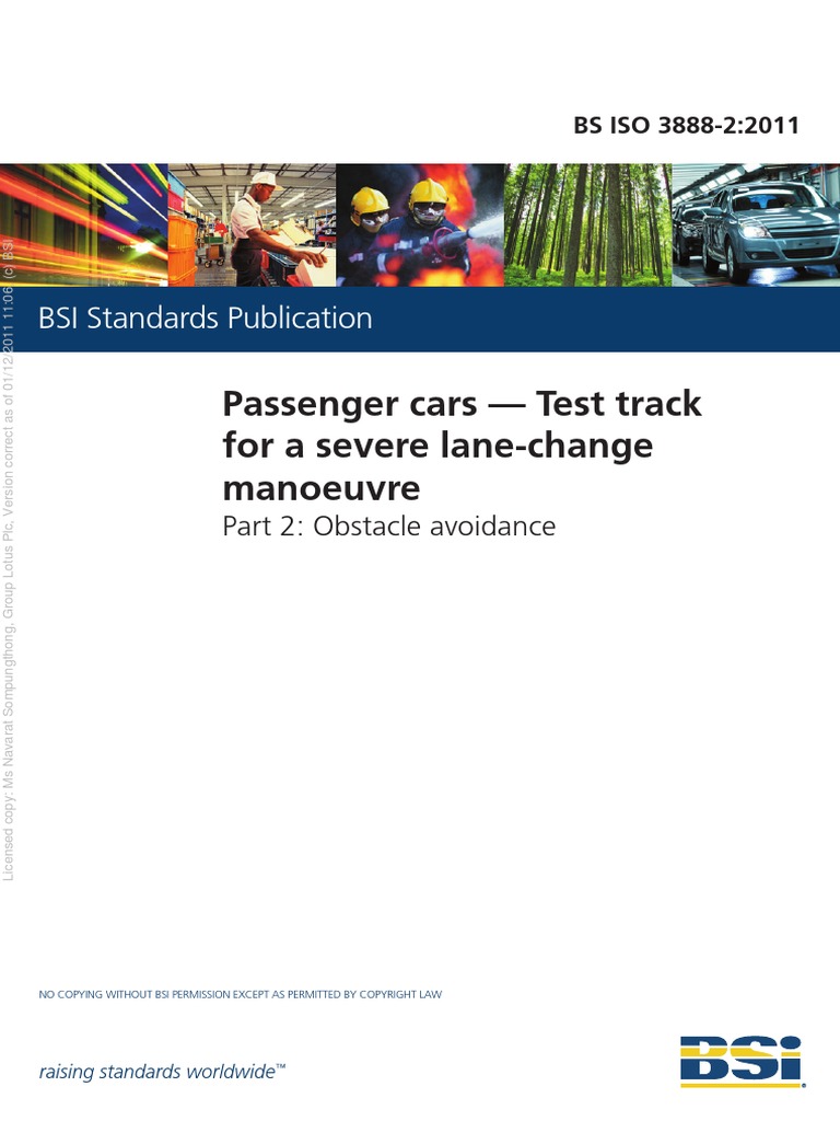 BS ISO 38882.2011 Passenger Cars Test Track For A Severe Lane