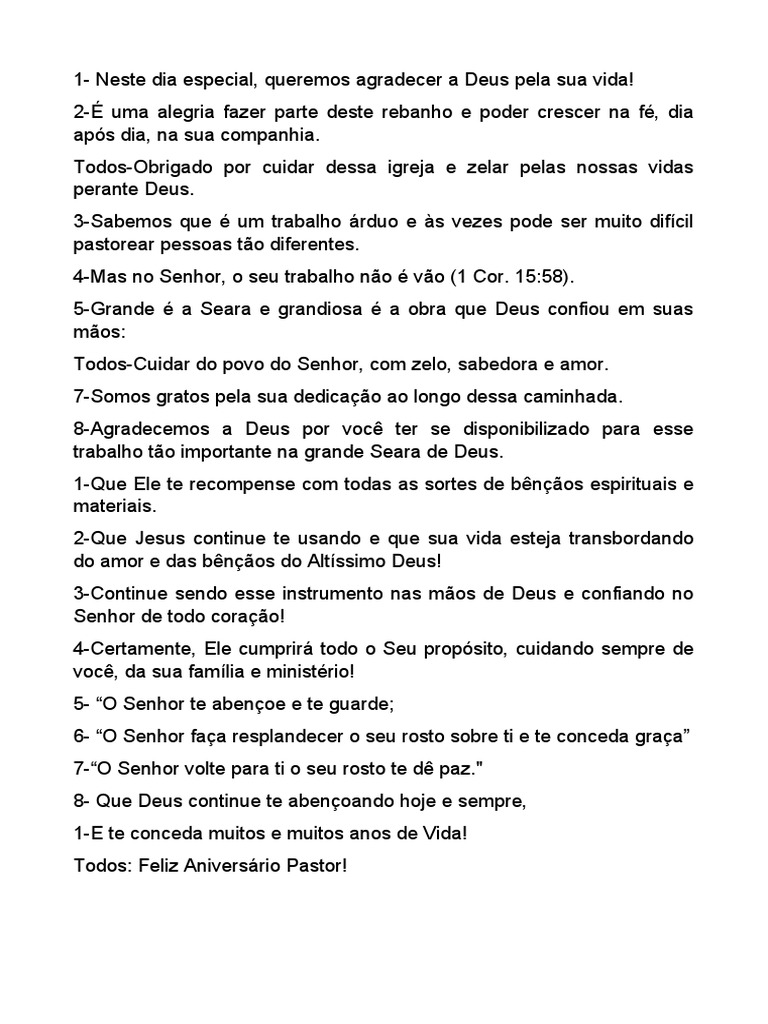 Jogral de Aniversario de Pastor | PDF