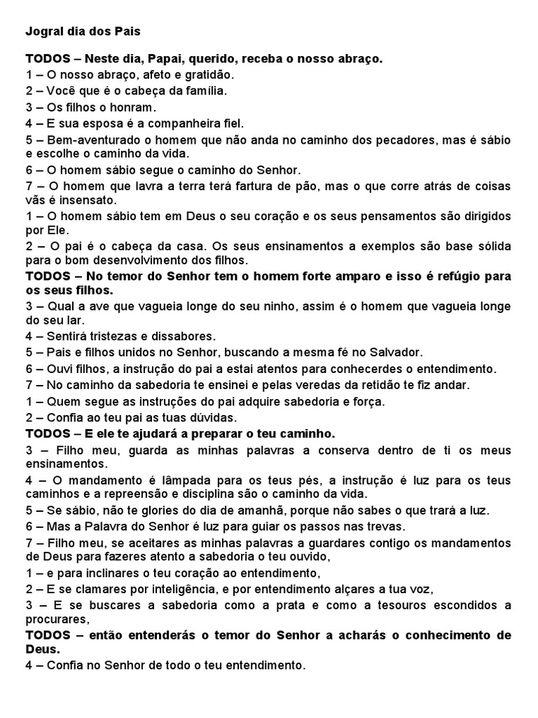 Jogral para o Dia dos Pais Evangélico | PDF | Sabedoria | Amor