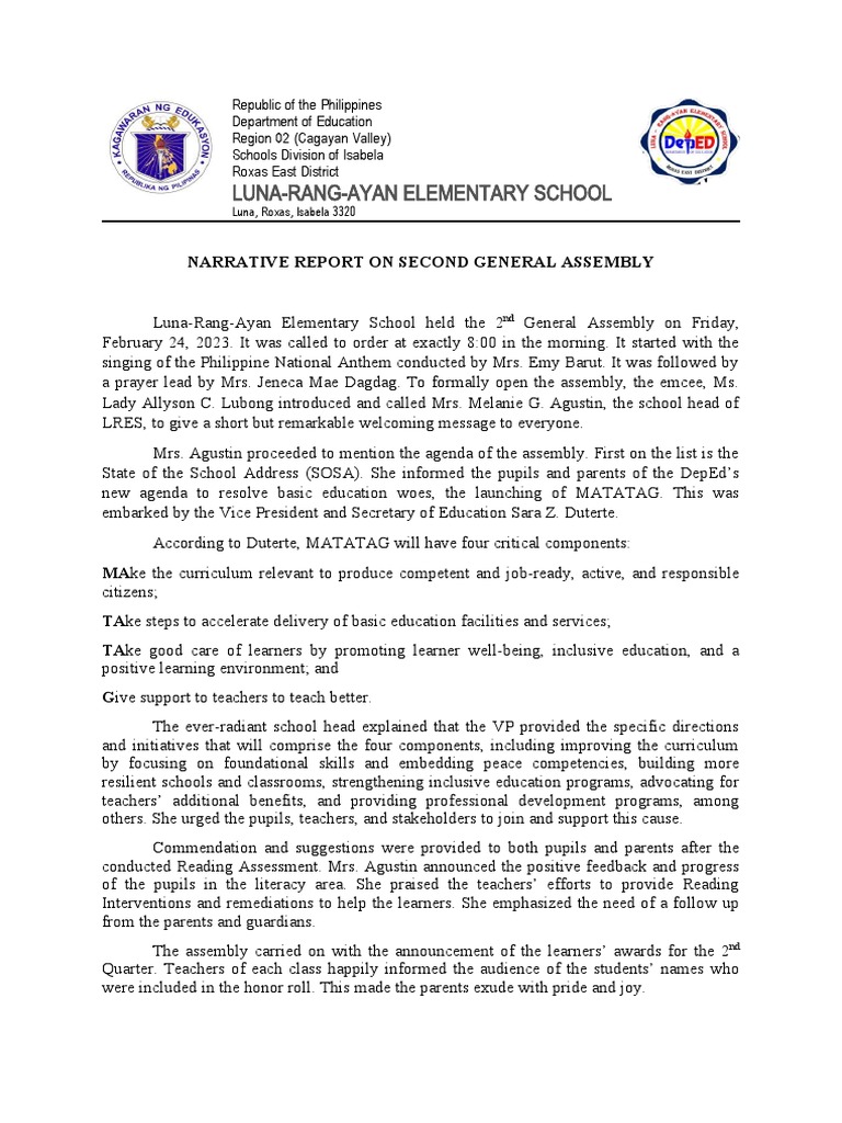 Narrative 2nd General Assembly PDF Teachers Inclusion (Education)