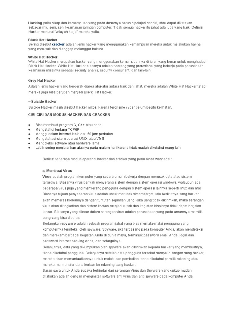 Panduan Mengenal Jenis Hacker | PDF