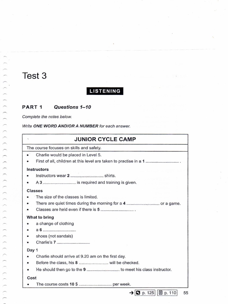 Test 3 - Listening PDF | PDF