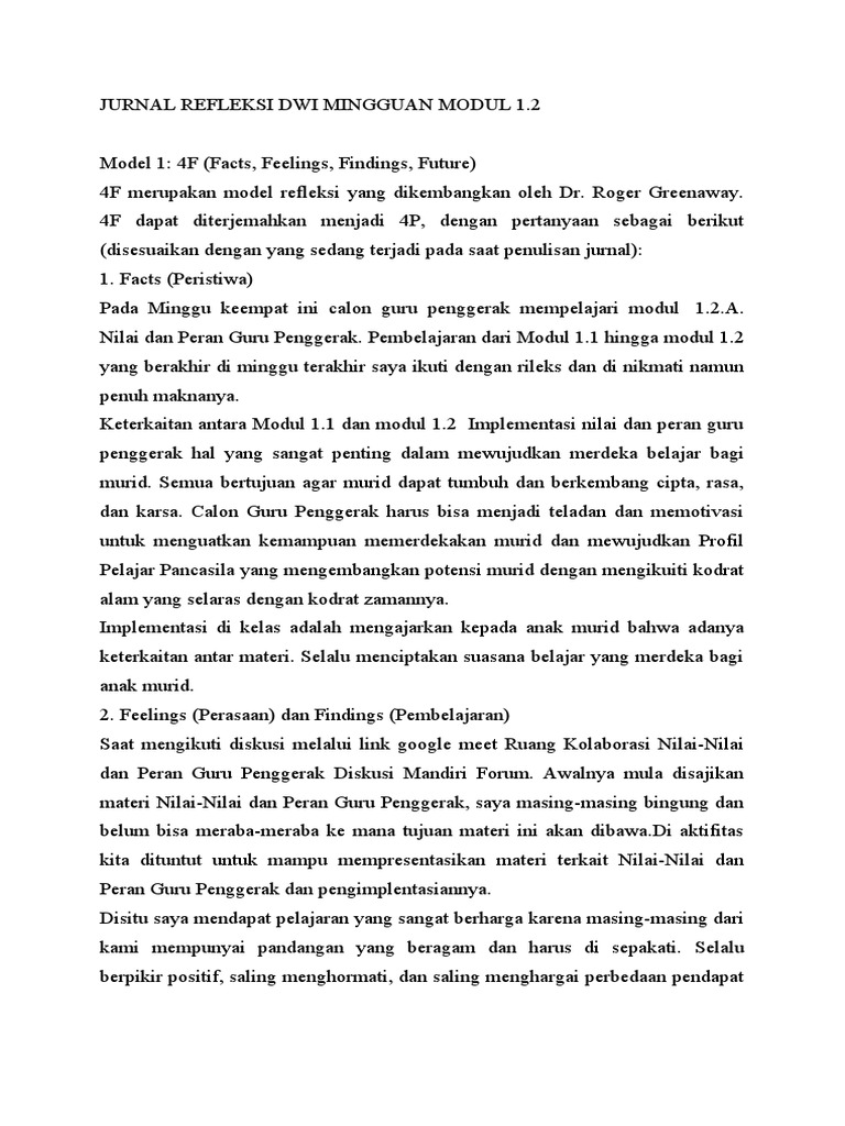 Refleksi Pembelajaran Guru Penggerak | PDF | Karier & Perkembangan ...