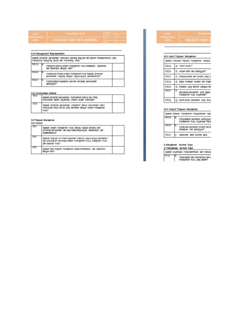 Contoh Checklist IA | PDF
