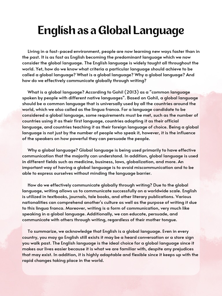 Importance of English as a Global Language | PDF | English Language ...
