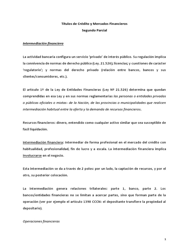 Resumen 2 - Títulos y Mercado de Capitales | PDF | Bancos | Dinero