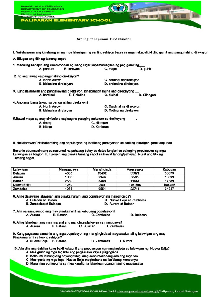 Araling Panlipunan First Quarter | PDF