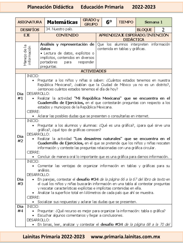 Enero - 6to Grado Matemáticas (2022-2023) | PDF | Educación primaria ...