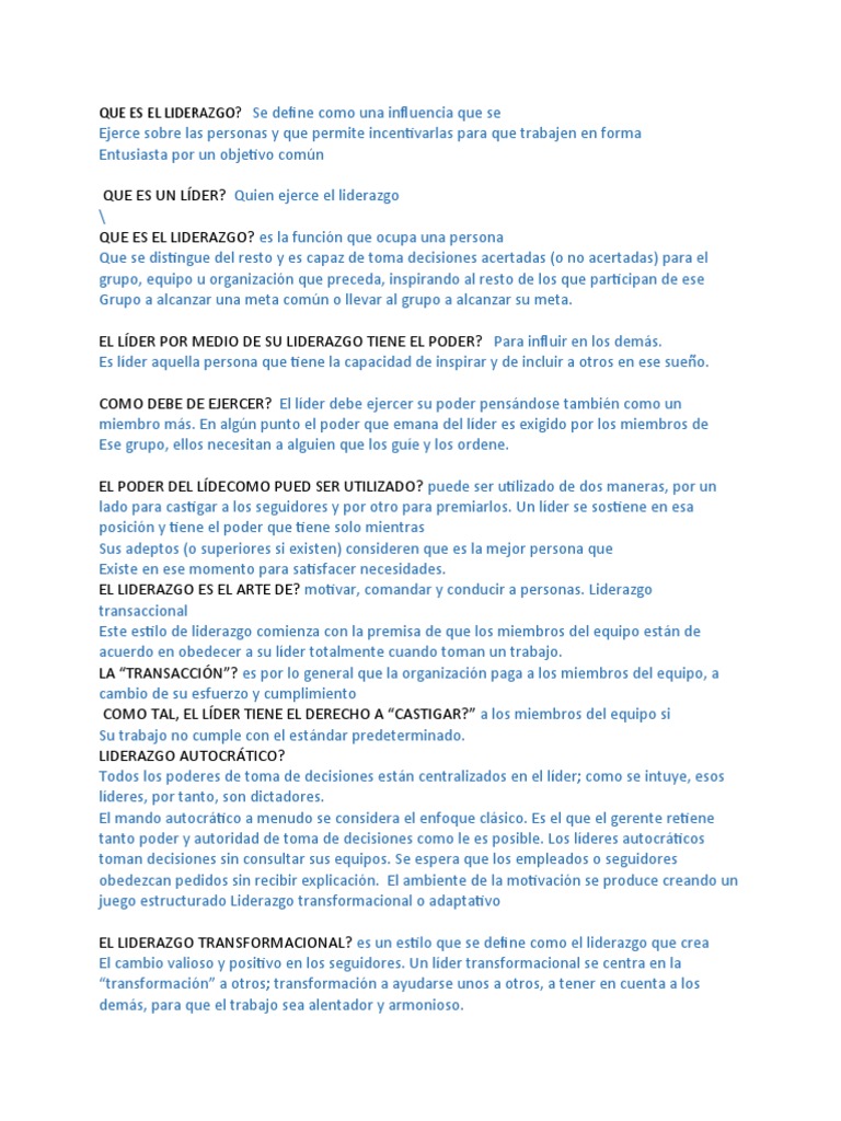 Tipos y Claves del Liderazgo Efectivo | PDF | Liderazgo | Toma de ...