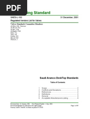 A Esl 102 Specification Technical Standard Valve