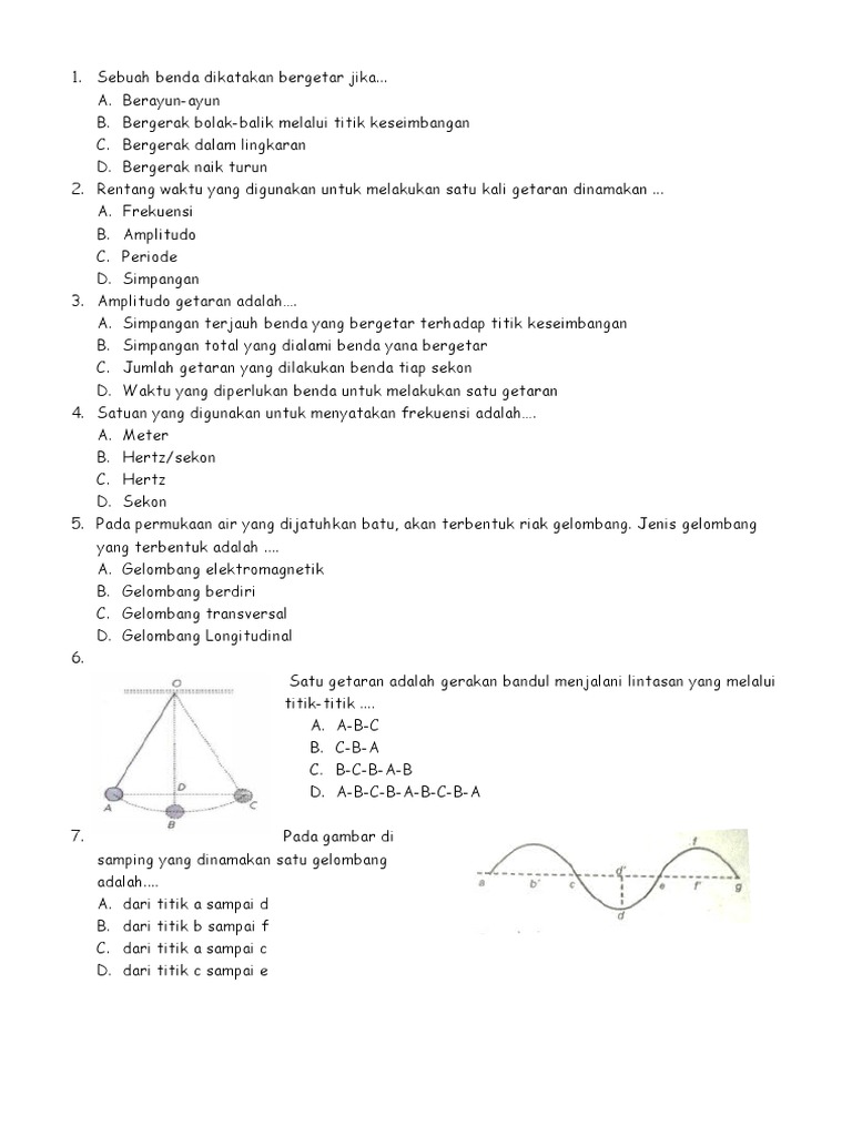 Latihan Soal Getaran Gelombang Smp Kelas 8 Pdf