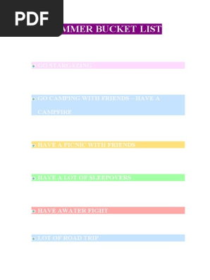 SUMMER BUCKET LIST