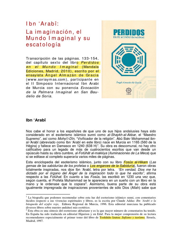 Almazan Ibn Arabi - Imaginacin Mundo Imaginal y Escatologa | PDF | Alma ...