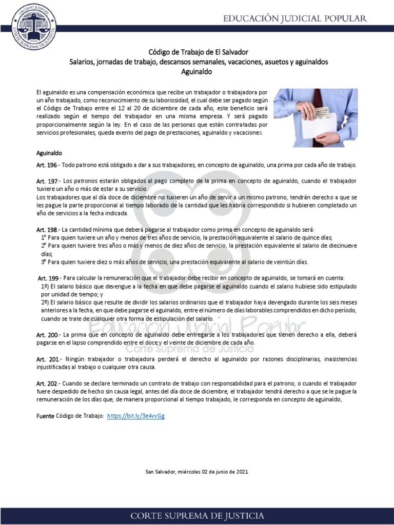 12 Código de Trabajo de El Salvador Aguinaldo PDF | PDF | Salario