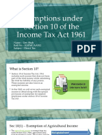 Direct Tax SLE-1 Roll No KSPMCAA012 Dev Shah Mcom Part 1 Sem 3 2022-2023 Exemption under Sec 10