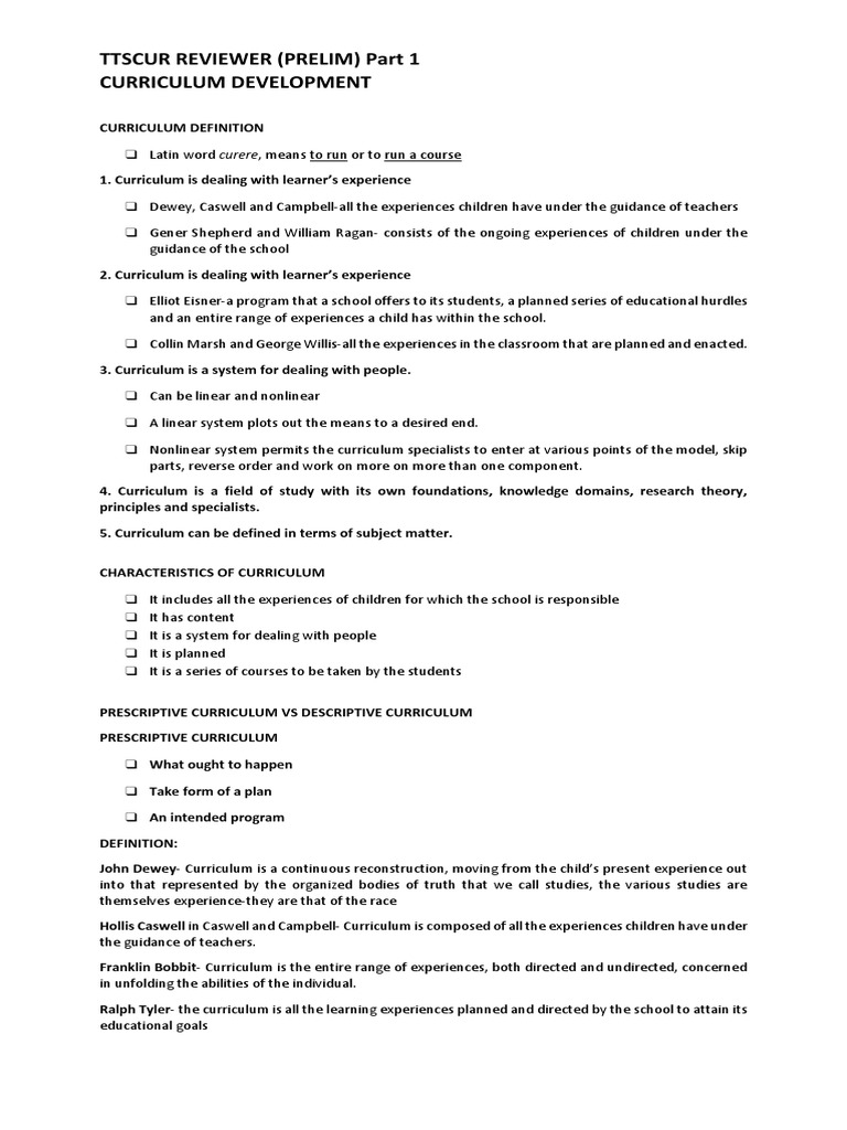 Curriculum Development Overview Guide | PDF | Curriculum | Experience