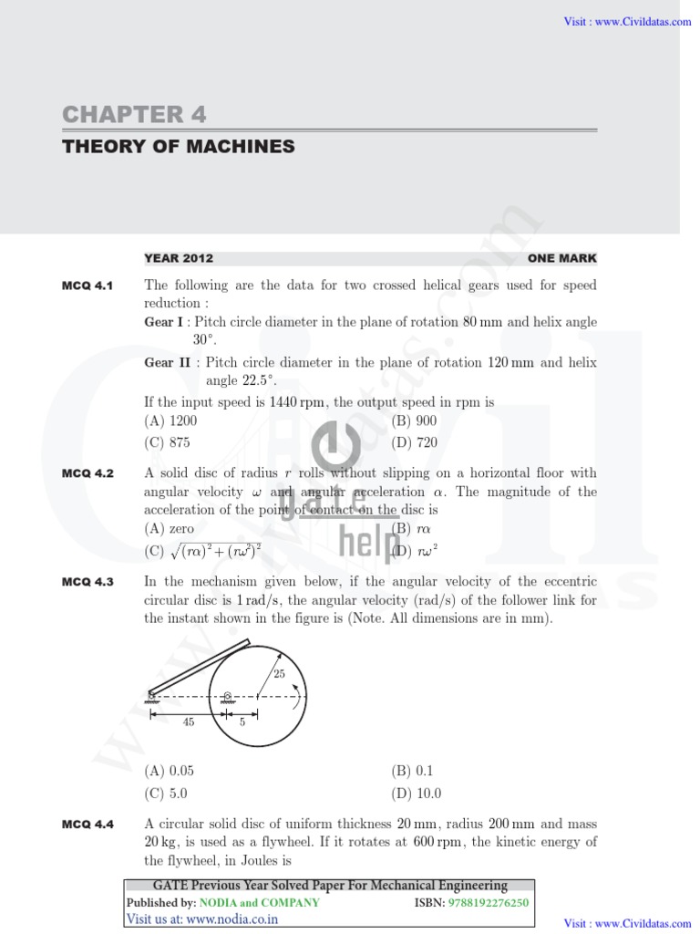 Mechanical Engineering GATE MCQs Analysis | PDF | Damping | Speed