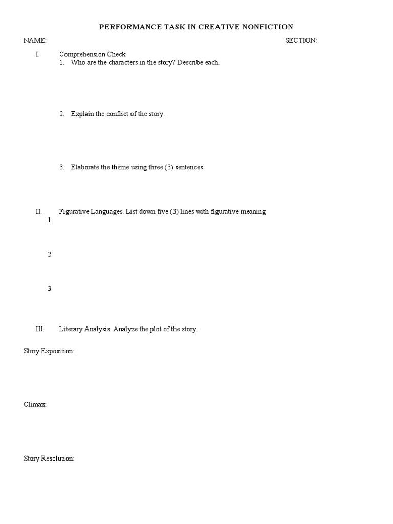 Creative Nonfiction Performance Task | PDF