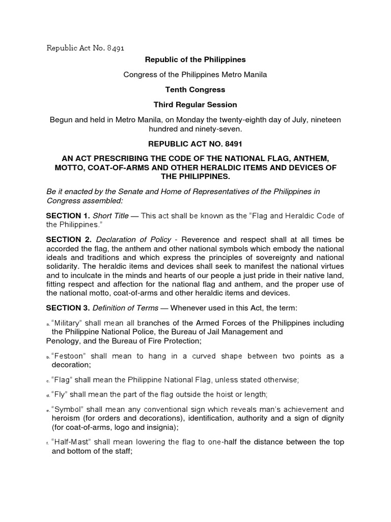 Flag and Heraldic Code of the Philippines | PDF | Flag | Symbols