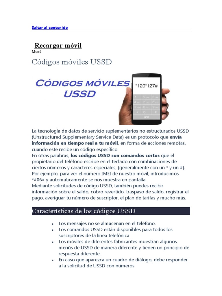 Códigos USSD para Operadoras Móviles | PDF | Teléfonos móviles ...