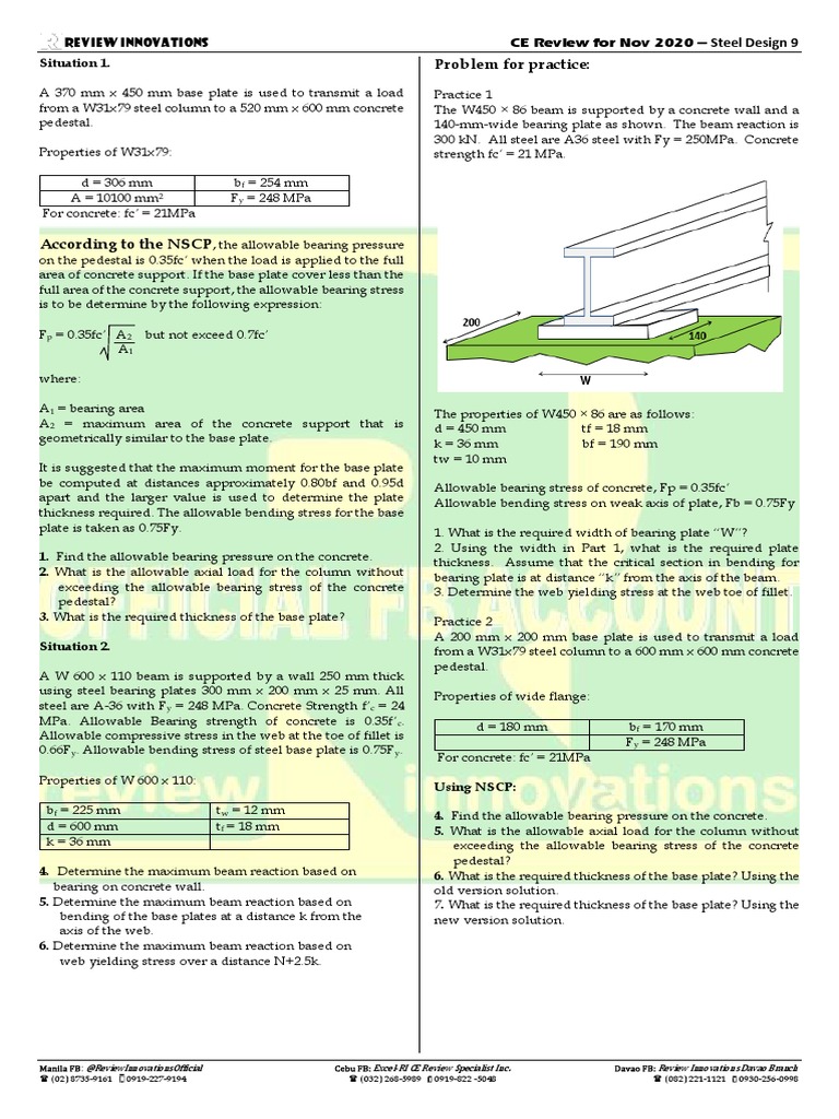 Base Plate Design and Analysis Guide | PDF | Bending | Beam (Structure)