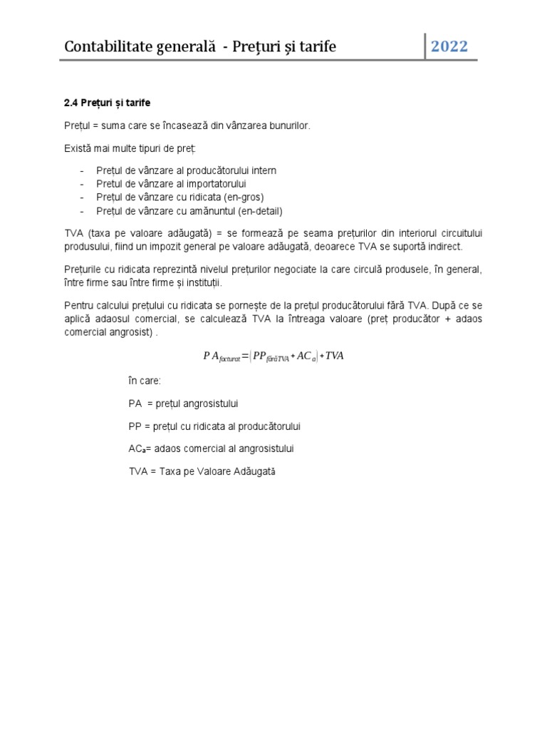 6.0. Preturi Si Tarife | PDF