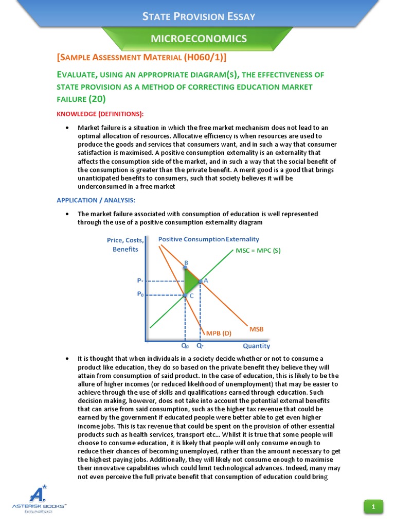 State Provision Essay (OCR) PDF Externality Market Failure