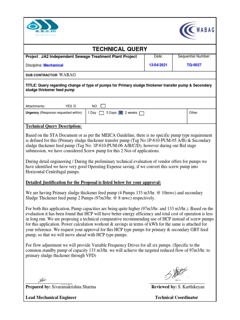 02 - Case Study - Industrial Technical Query | PDF | Pump | Electric Motor