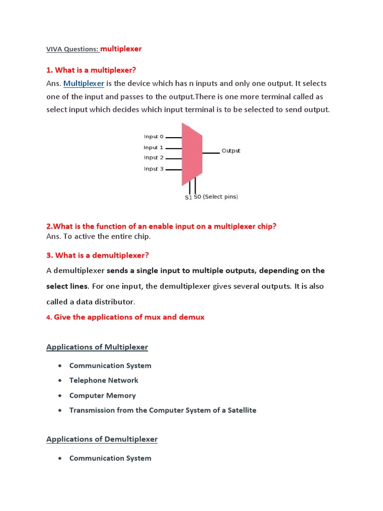 Viva Question Mux EXP 6 PDF Electronic Design Computer Engineering