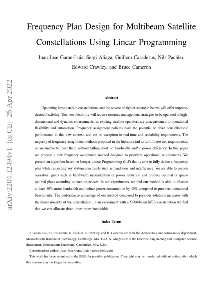 Frequency Plan Design For Multibeam Satellite Constellations Using ...
