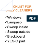 Checklist For Daily Cleaners