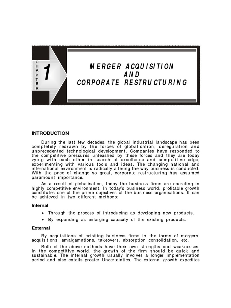 Merger Acquisition and Corporate Restructuring | PDF | Mergers And ...