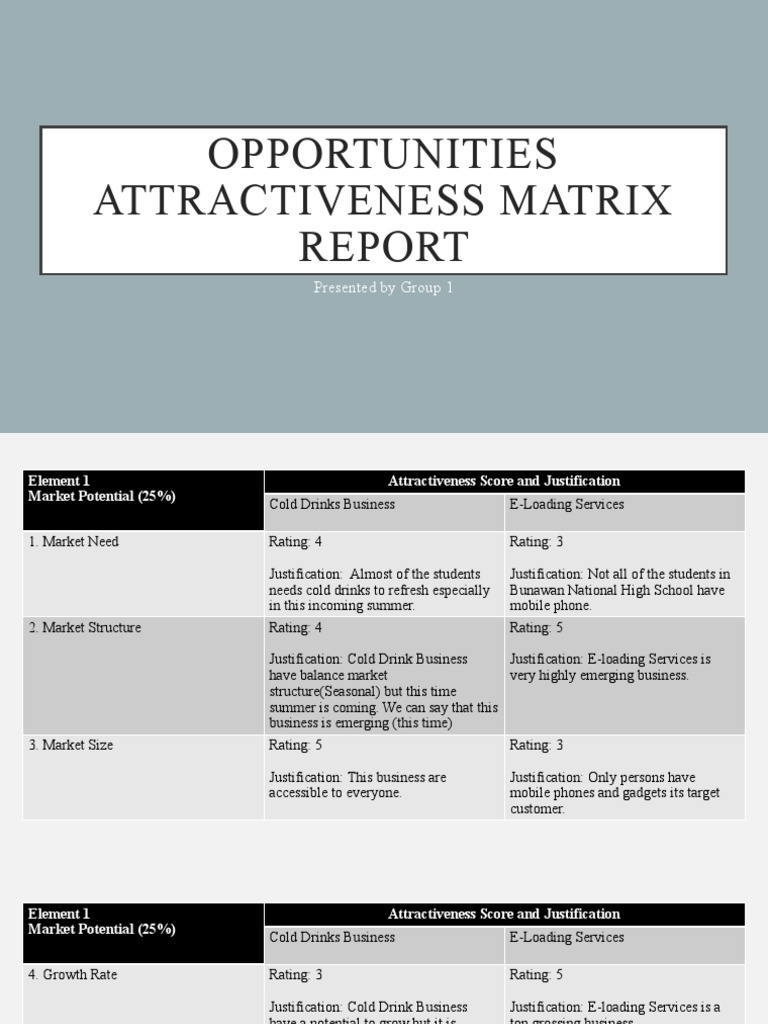 Opportunities Attractiveness Matrix Analysis | PDF | Entrepreneurship ...