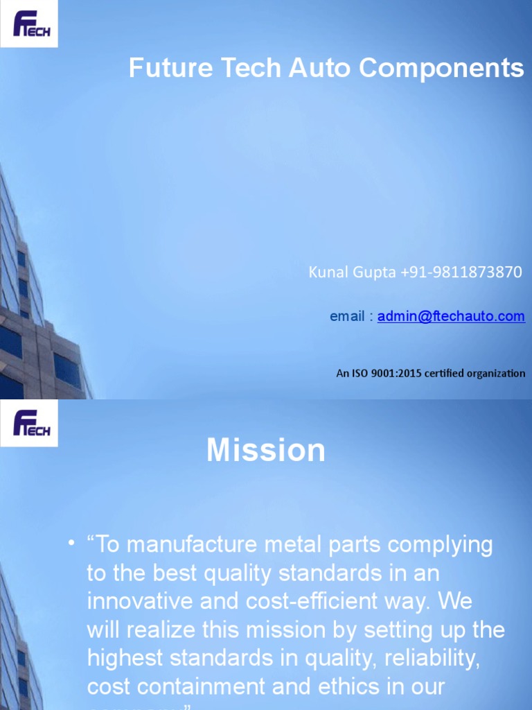 Future Tech Auto Components Overview | PDF | Sheet Metal | Numerical ...