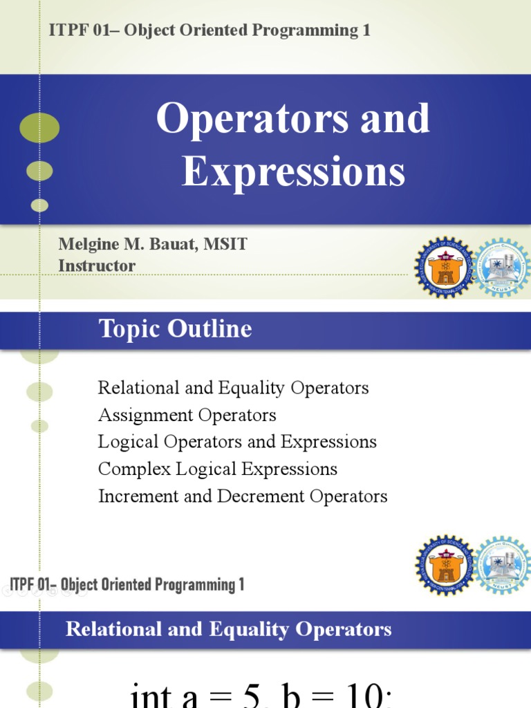 ITPF01 Week4 Operators and Expressions | PDF | Boolean Data Type ...