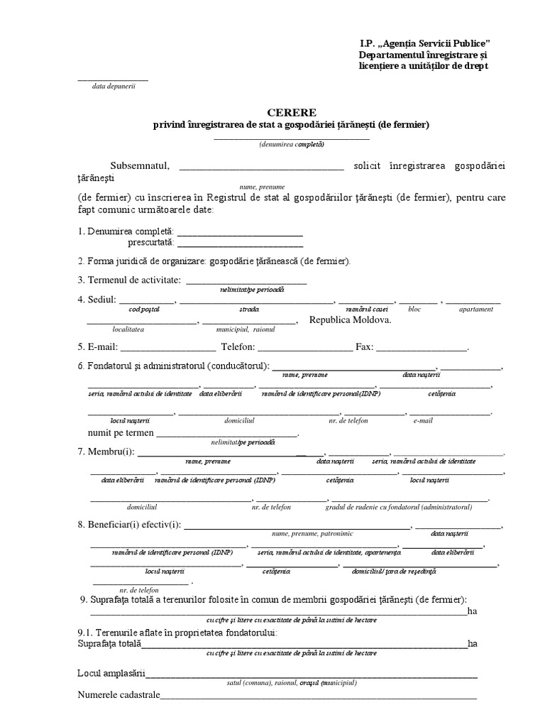 26 1.cerere - Inregistrare GT | PDF