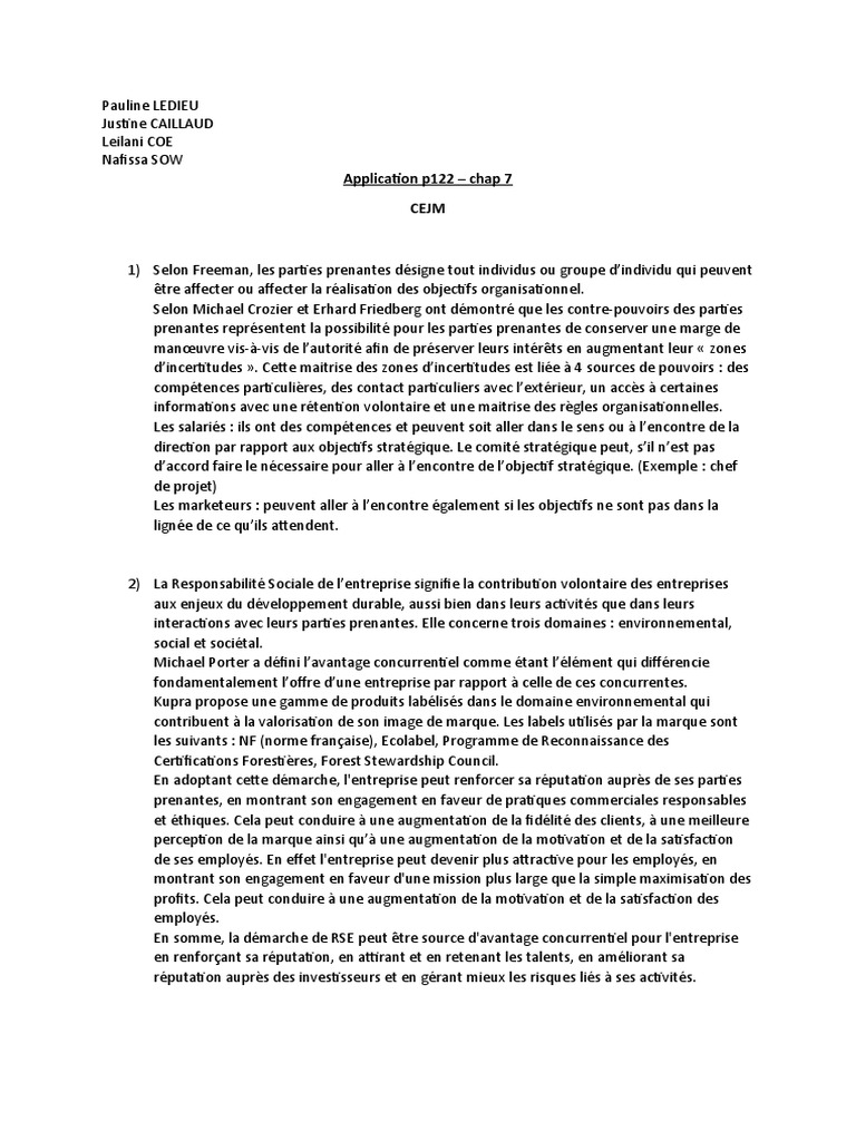 Analyse des parties prenantes et RSE | PDF | Business | Économie