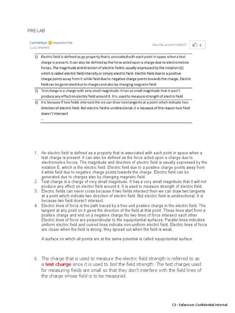 Electric Fields Lab Pdf Electric Field Electric Charge