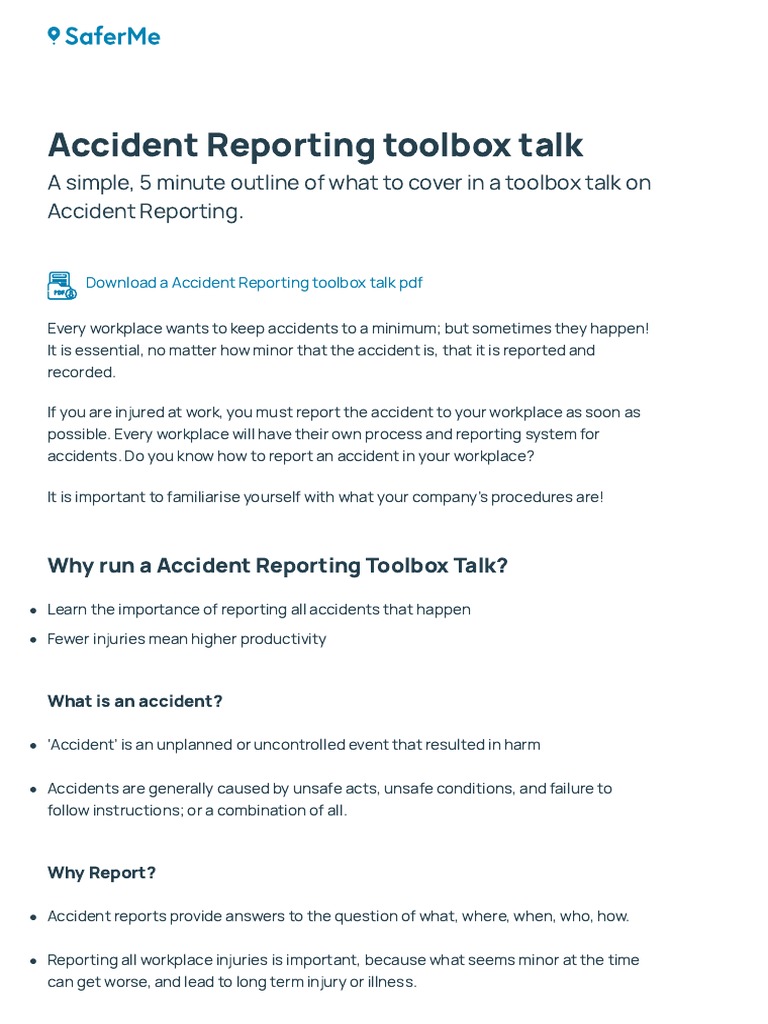 Accident Reporting | PDF | Occupational Safety And Health | Safety