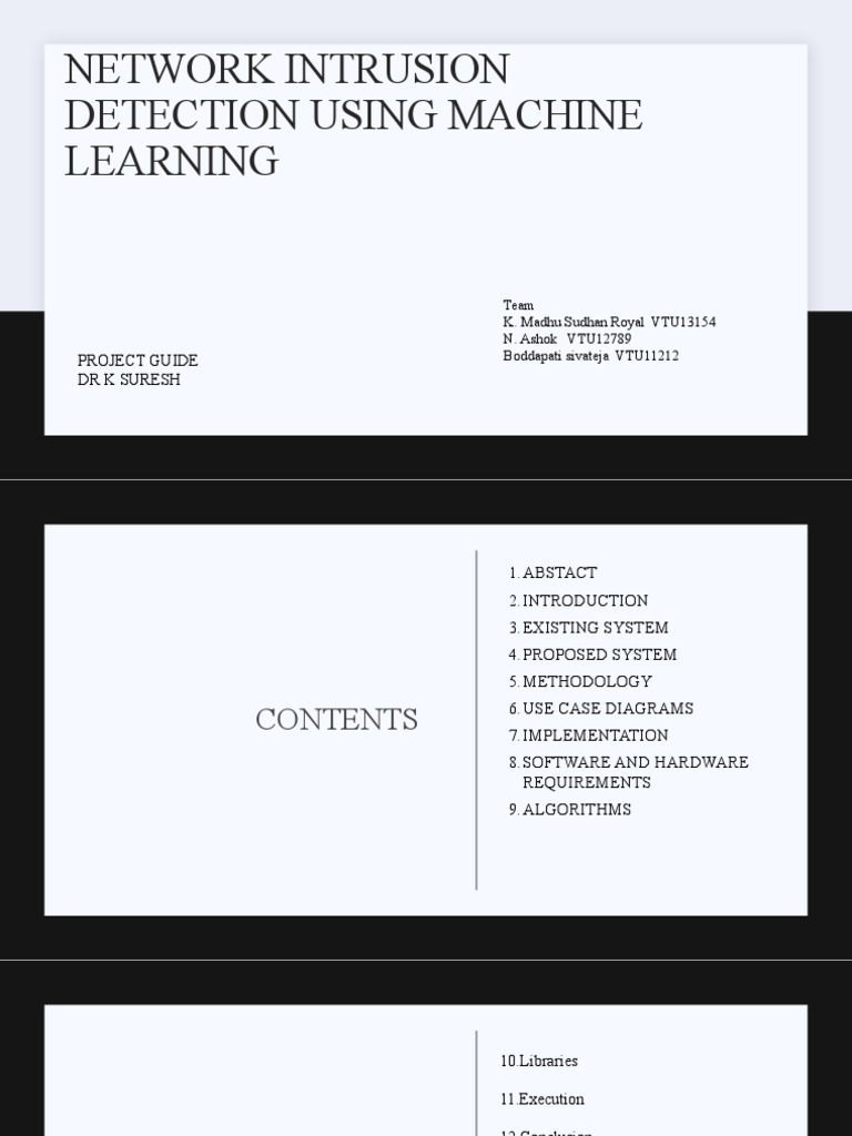 Network Intrusion Detection Using Machine Learning: Project Guide DR K ...