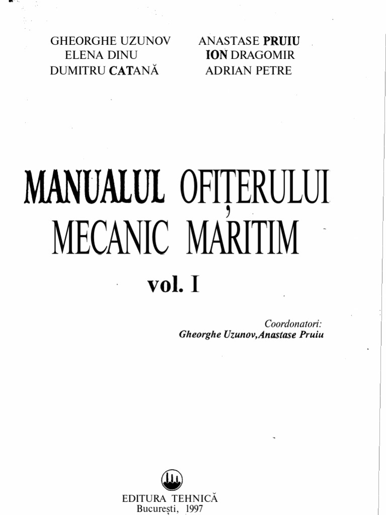 Manualul Ofiterului Mecanic - Vol1 | PDF