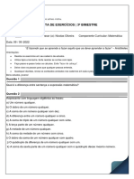 Lista de exercícios de matemática do 7o ano