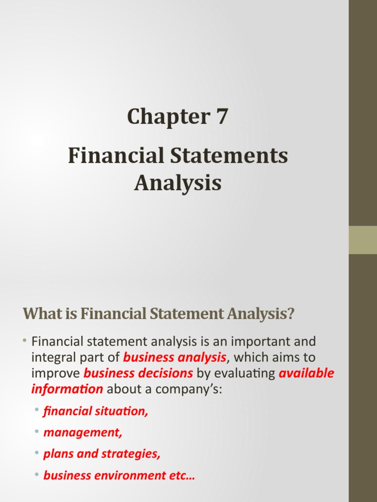 Chapter 7 Financial Statements Analysis PDF Equity (Finance) Dividend