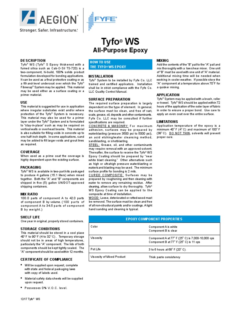 Tyfo WS Epoxy Data Sheet (12-17) | PDF | Epoxy | Building Engineering