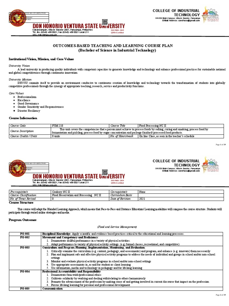 Food Processing NC II CS 1 1 4 PDF Distance Education Learning