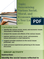 MODULE 3 - Determining Various Social, Moral, and Economic Issues in A Text Listed To