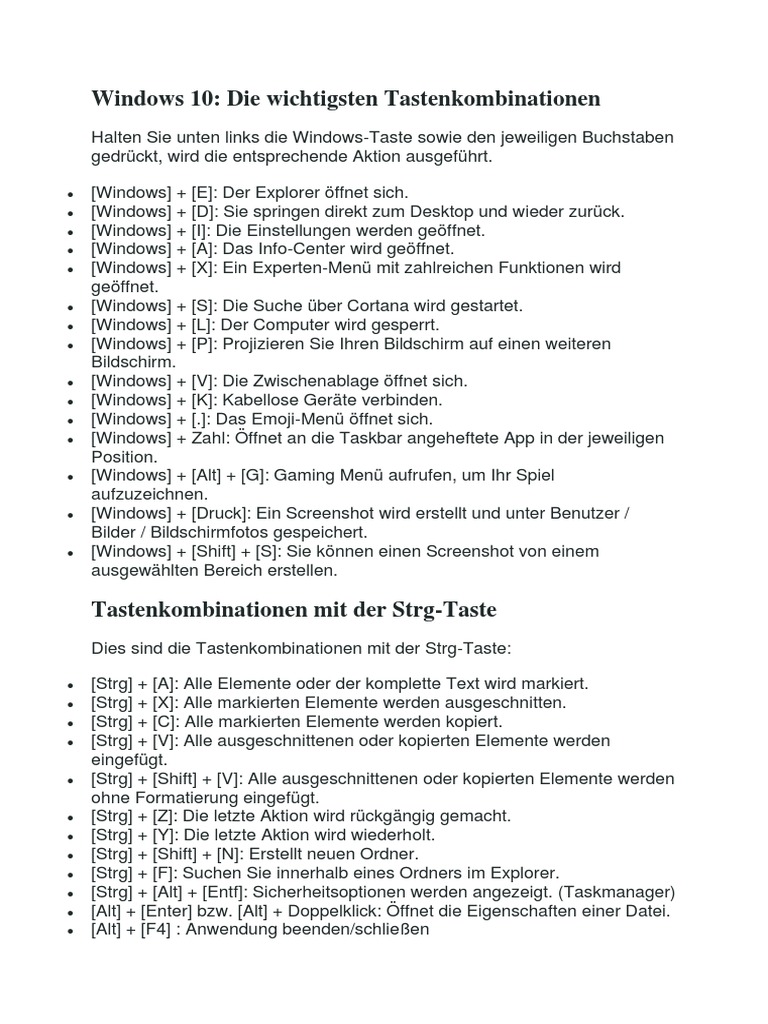 Windows+10+Tastenkombinationen.pdf | PDF