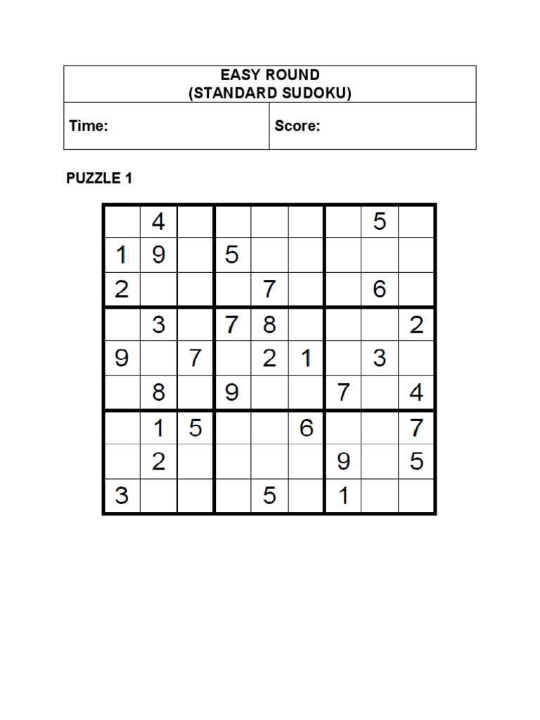 Sudoku Challenge (Easy Round) PDF