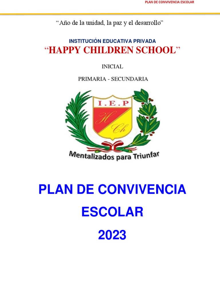 Plan de Convivencia Escolar 2023 | PDF | Familia | Abuso infantil